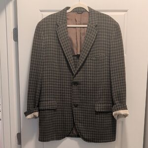 Vintage Olive And Green Houndstooth Blazer